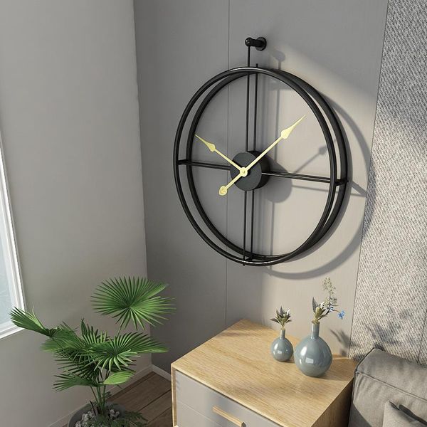 

wall clocks large metal clock modern design minimalism european style luxury big living room art iron 3d watch home decor