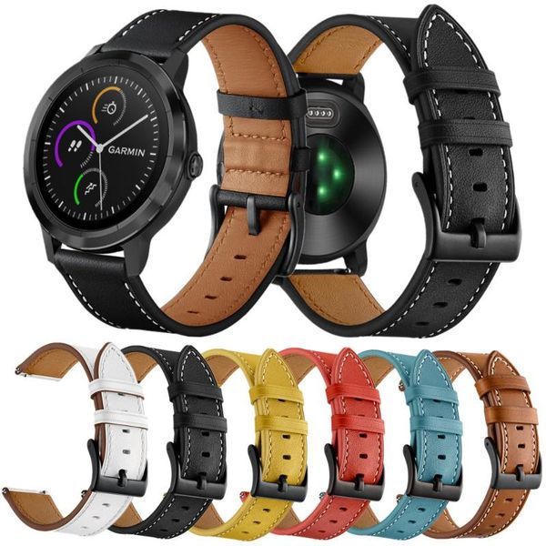 

watch bands leather watchband for samsung galaxy 3 41mm/45mm/42mm/46mm 20mm 22mm strap garmin vivoactive 3/4/vivomove hr bracelet, Black;brown