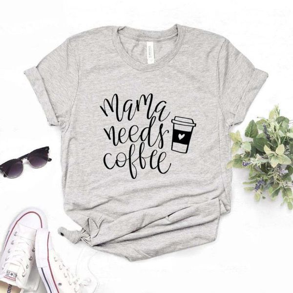 

women's t-shirt women short sleeve o neck loose tshirt ladies summer tee shirt clothes mama needs coffee letter print t, White