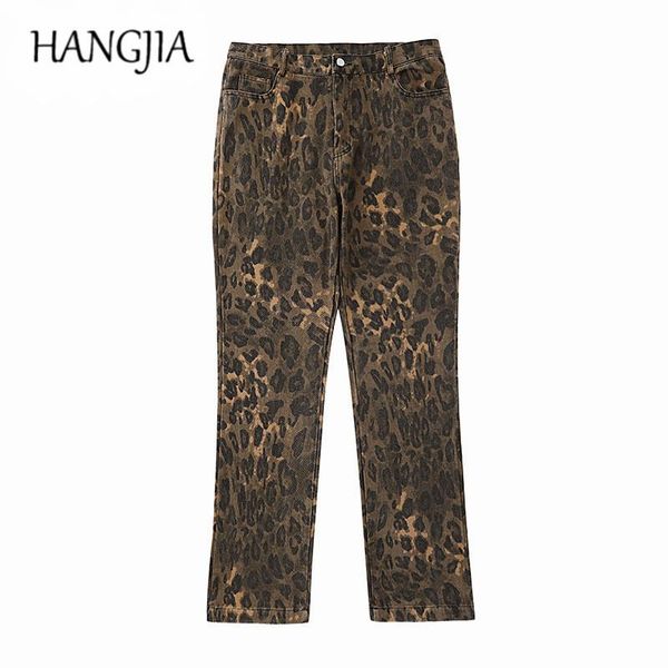 

men's jeans fashionable leopard printed flared for men high street wide leg denim trousers women casual slim fit pant 2021, Blue
