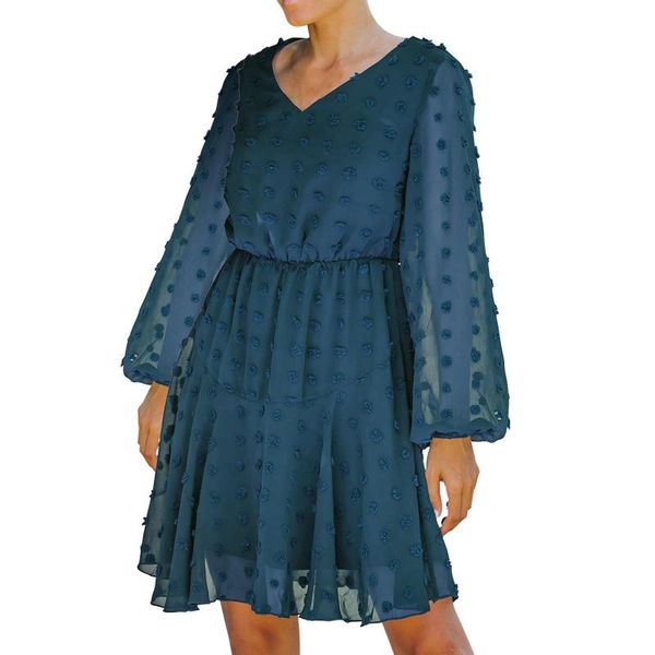 

casual dresses elegant black long sleeve dress women 2021 chiffon lace ruffle office ladies mini sundress vestidos mujer, Black;gray