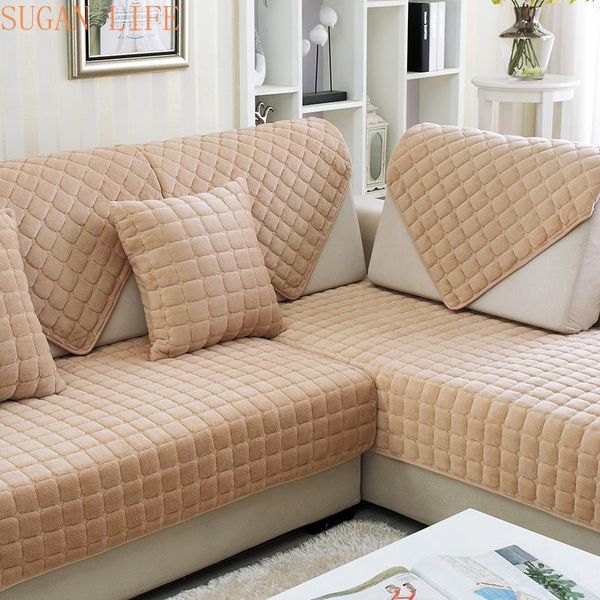 

chair covers 1pc plaid plush fabric sofa cover european style soft slip resistant slipcover seat couch towel for living room decor