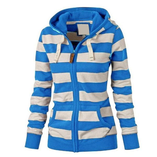 

women's hoodies & sweatshirts zipper up women hoodie striped patchwork ladies hooded sweatshirt oversized coat jacket casual slim jumpe, Black