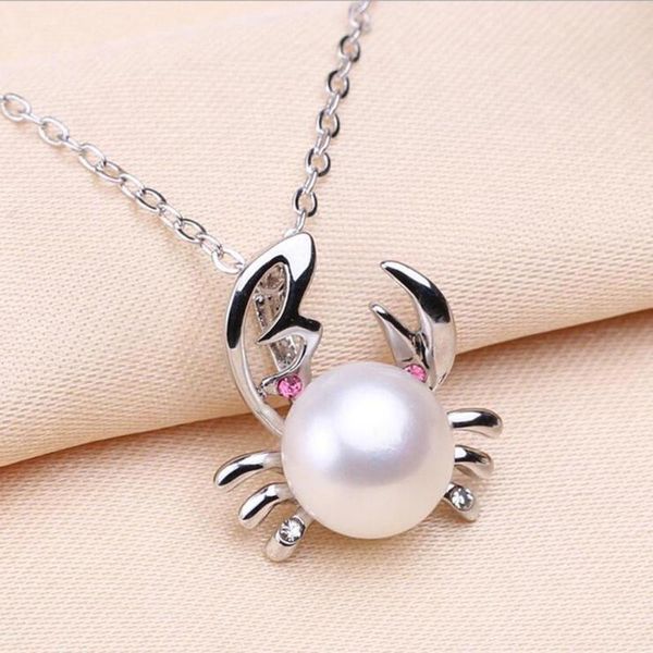 

pendant necklaces fashion women faux pearl crab charm chain choker necklace jewelry gift, Silver