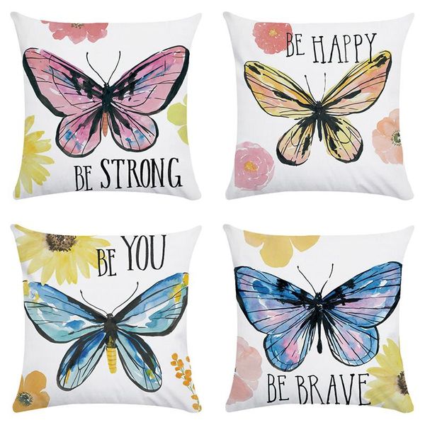 

cushion/decorative pillow cartoon butterfly sofa throw fashion cover letter be happy square est almofada cushion 45cm*45cm cr185