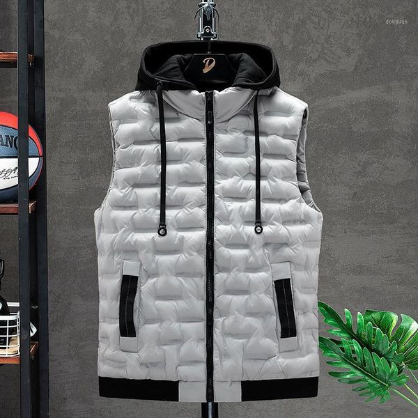 

men's vests men vest casual winter warm hooded male zipper jacket sleeveless coat outwear light mens work down padding, Black;white