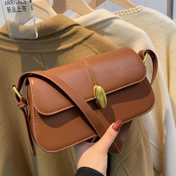 

evening bags solid color small pu leather shoulder for women 2021 winter simple handbags and purses female travel totes cross body bag