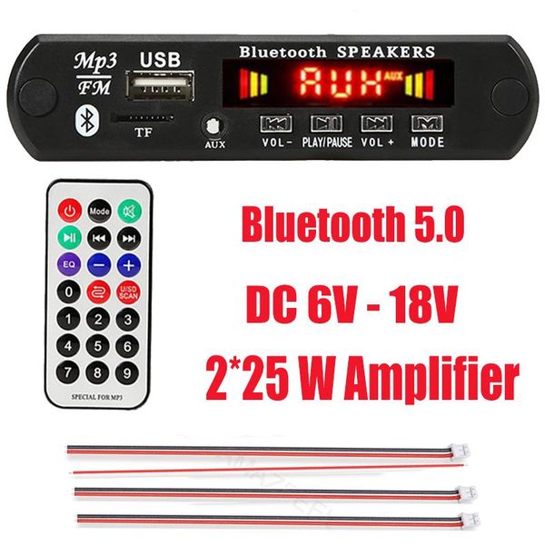 

& mp4 players 12v 50w bluetooth 5.0 mp3 decoding board module wireless car usb player tf card slot fm with microphone handsfree