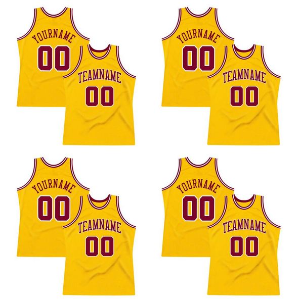 

custom gold maroon-white authentic throwback basketball jersey, Black