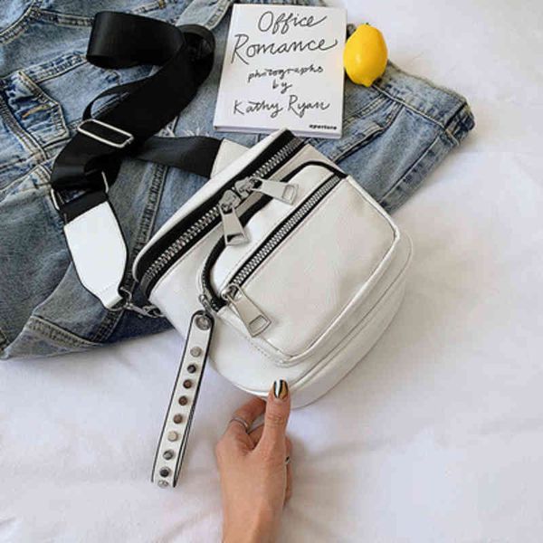 Nxy Handtasche Nigedu Glossy Wide Strap Damen Umhängetasche Designer Nieten Umhängetaschen für Damen Silber Bolsas Feminina Schwarz 0214