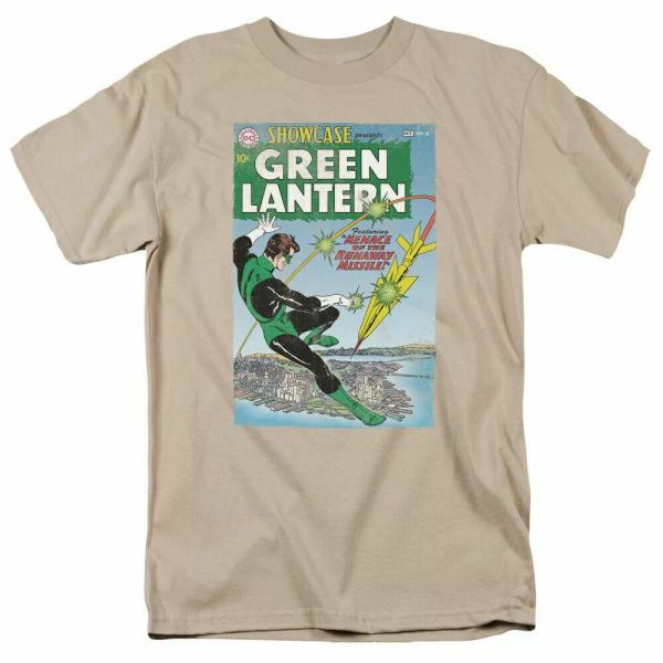 

green lantern menace missile t shirt mens licensed dc comics tee sand, White;black