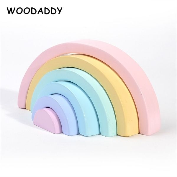 

baby montessori 7pcs rainbow building wooden toys for kids preschool teaching aids educational blocks drop 1008