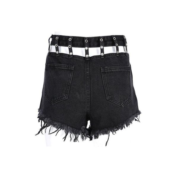 

women's shorts summer goth club hip hop hipster women casual gray gothic straight thin hollow zipper retro fashion vintage, White;black