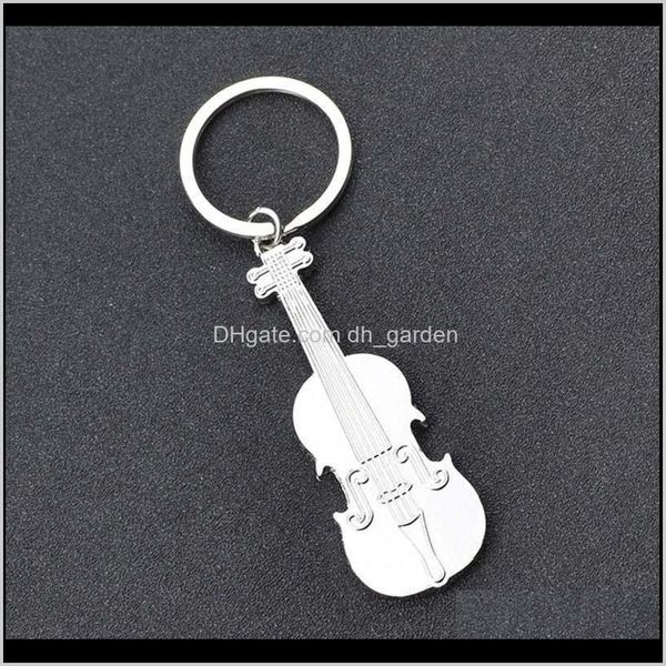 

rings jewelrymusical instrument guitar keychain violin chains holder key ring bag hangs fashion promotion gift hip hop jewelry drop delivery, Slivery;golden