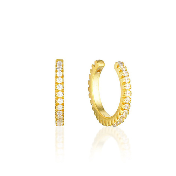 

hoop & huggie copper plated 18k gold single light luxury personalized ear clip color preserving fashion ins zircon earrings female jewelry, Golden;silver