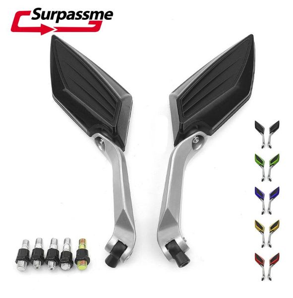

motorcycle mirrors universal aluminum 8mm 10mm mirror moto scooter e-bike cafe racer motorbike accessories black green blue gold red