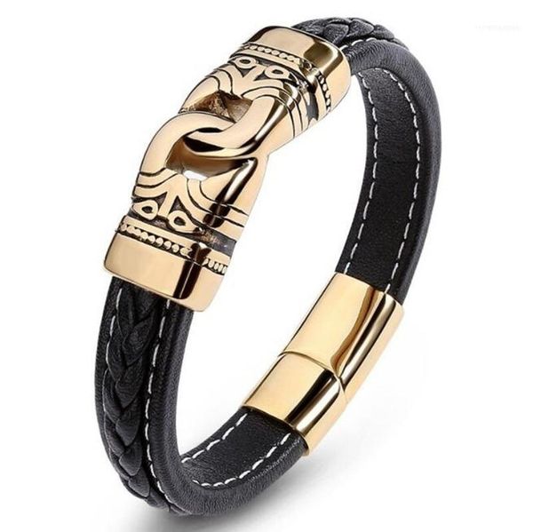 

viking celtic rune bracelet nordic hammer leather wrapped jewelry stainless steel jewelry1, Black