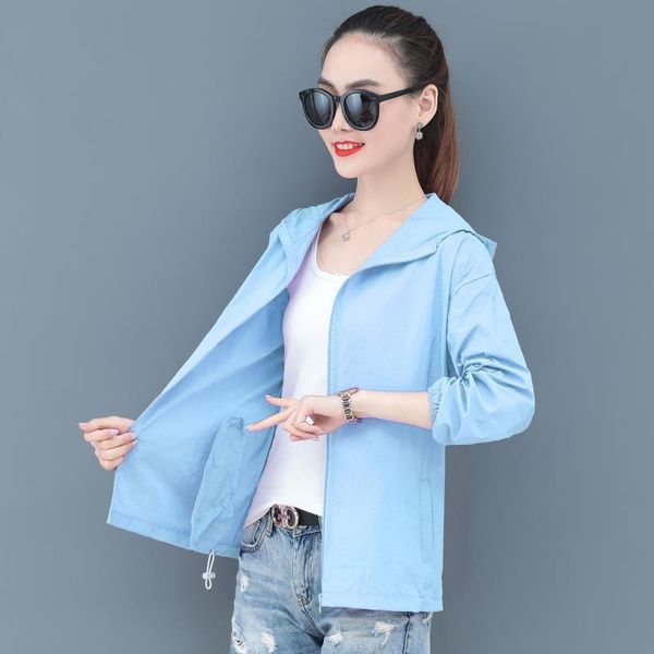 

women's jackets summer thin sunproof coat women hooded jacket long sleeve zipper pockets casual windbreaker basic outerwear plus size x, Black;brown