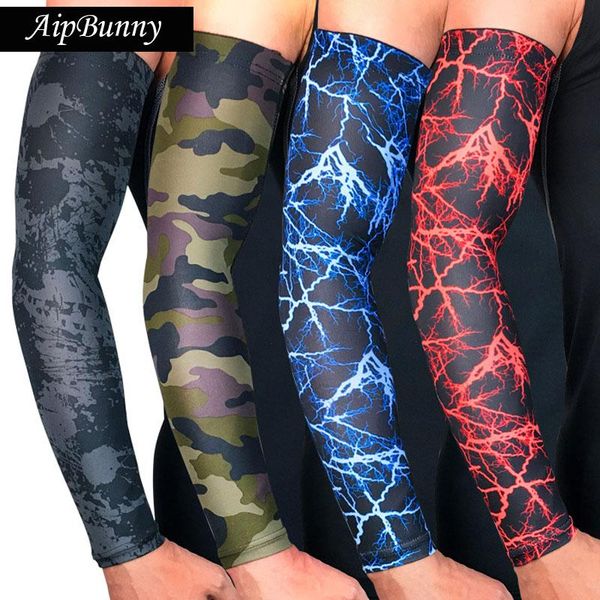 

elbow & knee pads 2 pcs camouflage lingting sleeves support protector compression breathable quick dry brace for running basketball, Black;gray