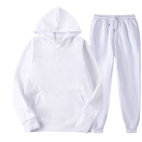 

solid color casual sets autumn men's hoodies pants two-piece tracksuit trendy sportswear set male fashion, Gray