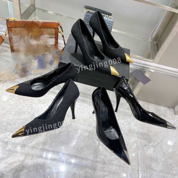 

2022 women luxury dress shoes designer high heels patent leather gold tone triple black nuede red womens lady fashion sandals party wedding