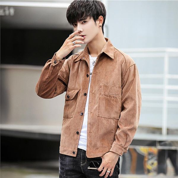 

men's jackets 2021 spring autumn casual bomber jacket men cardigan overcoat streetwear turn-down collar coats male 3 colors m-3xl jk028, Black;brown