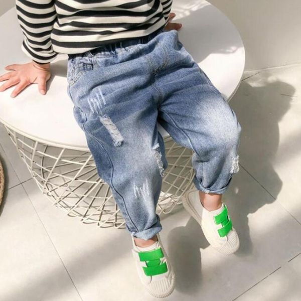 

jeans spring autumn baby boys girls children clothing kids pure color casual pants, Blue