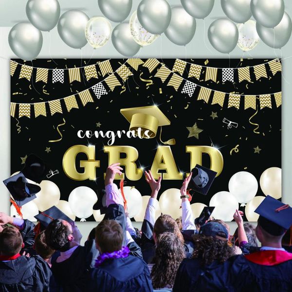 

party decoration 185*110cm congratulation graduation graduate children back to school balloon glitter background pography backdrop