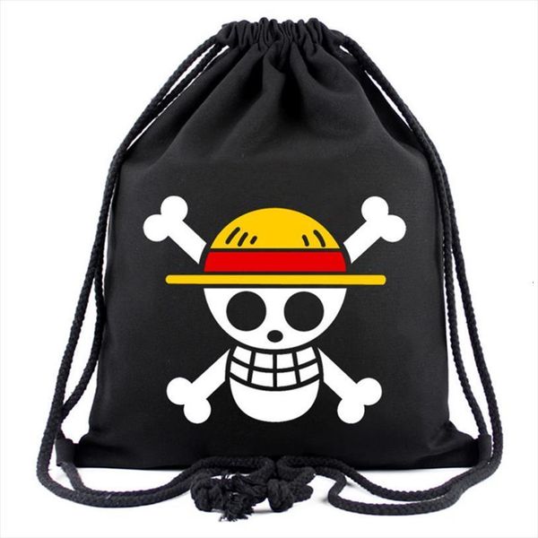 

cute cartoon canvas drawstring bag japanese anime one piece backpack bags kids students boy girl organizer pouch