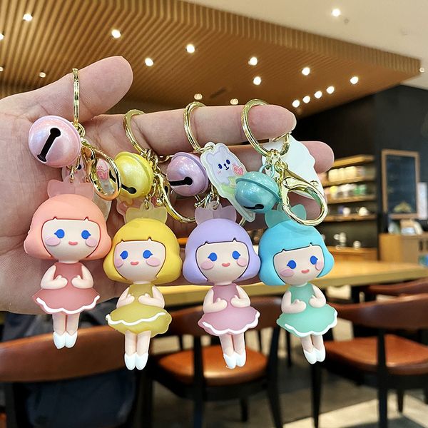 

keyring keychain net red creative girl lovely ballet doll pvc key ring pendant cartoon key ring schoolbag, Silver