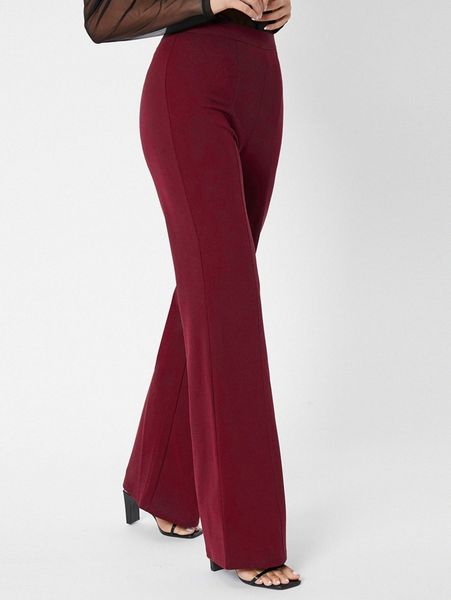 

zipper back solid palazzo pants 78km#, Black;white