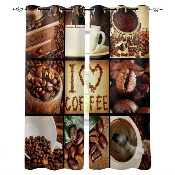 

curtain & drapes coffee collage beans cup home decor for living room bedroom door kitchen curtains window children