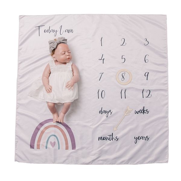 4 Pçs / conjunto Mármore Milestone Flannel Cobertor Bebê Mensal Registro Crescimento Pogal Pogador de Pogador de Fundo Criativo Pano 211105