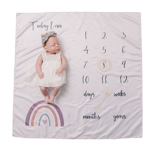 

4 pcs/set born milestone flannel blanket baby monthly record growth pography props creative background cloth 211105
