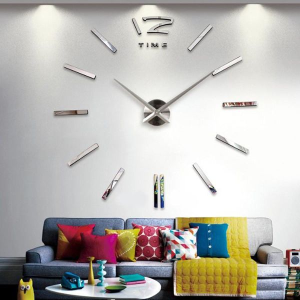 

clock watch wall clocks horloge 3d diy acrylic mirror stickers home decoration living room quartz needle large