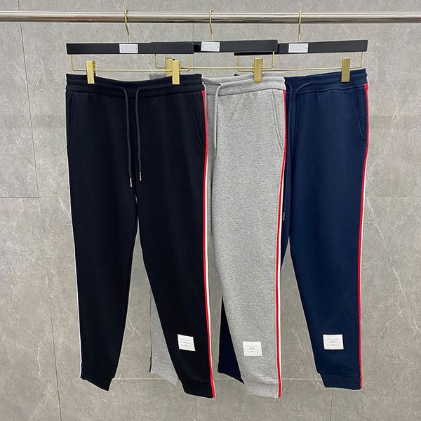 

20 autumn new tb bilateral color webbing casual sports leggings men's and women's guard four bar pants trend, Black;white
