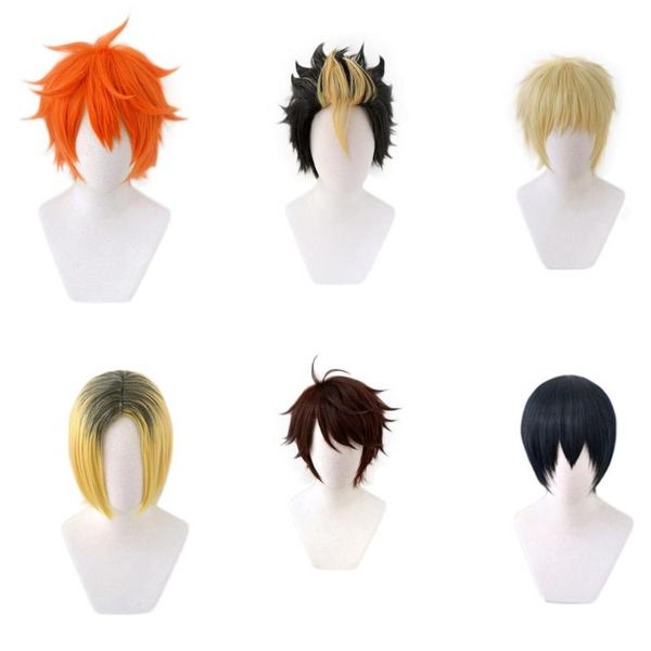 

party masks anime haikyuu volleyball kageyama tobio kozume kenma nishinoya yuu oikawa tooru hinata shoyo tsukishima kei short cosplay wig