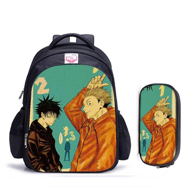 

inch jujutsu kaisen yuji school bag for kids boys girls backpack children sets pencil toddler schoolbag