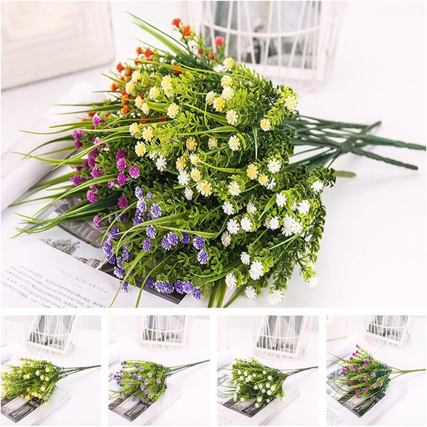 

handmade fake flowers plastic gypsophila rose grass artificial plants bouquet for home el diy wedding decoration flower decorative & wreaths