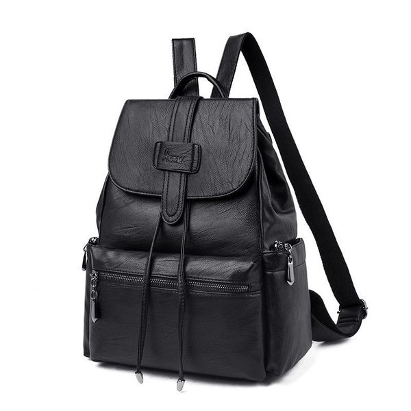 

backpack double shoulder bag women's 2021 soft leather fashion casual bookbag small