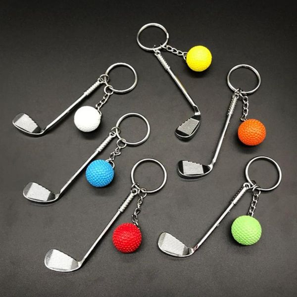 

10pcs mini golf club ball pendants keychains keyrings fans souvenirs ornaments birthday gift children's year training aids
