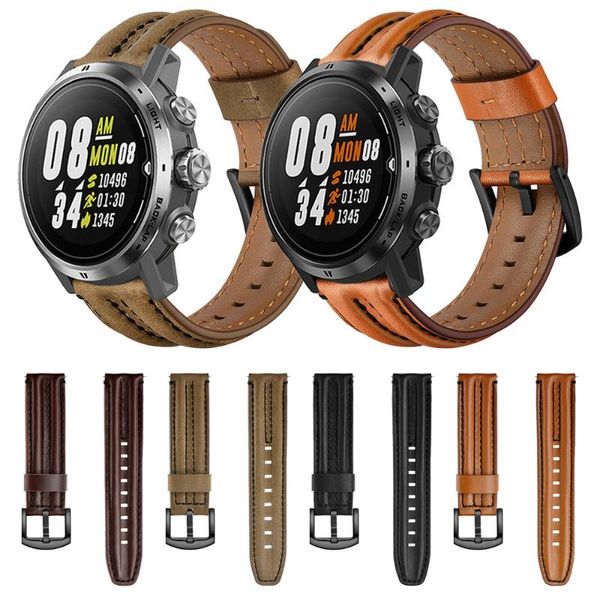 

watch bands genuine leather watchband for coros apex pro strap band 46mm 42mm smartwatch wristband bracelet, Black;brown