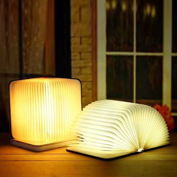 

book lights wooden folding lamp magnetic light usb rechargable shaped led table living room decoration
