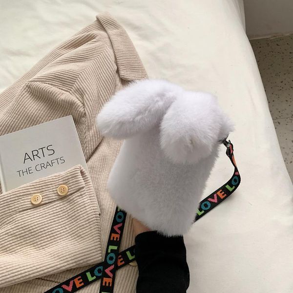 

evening bags women plush small mobile phone bag autumn and winter 2021 ears ins net red one-shoulder messenger