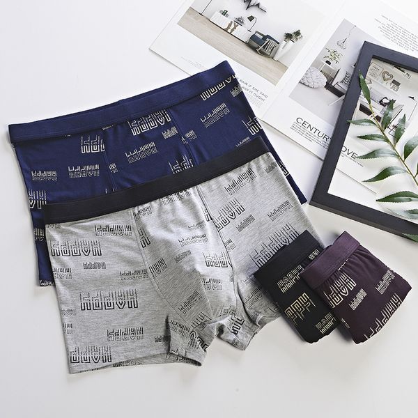 

c men's underwear cotton boxer middle waist breathable oversize, Black;white