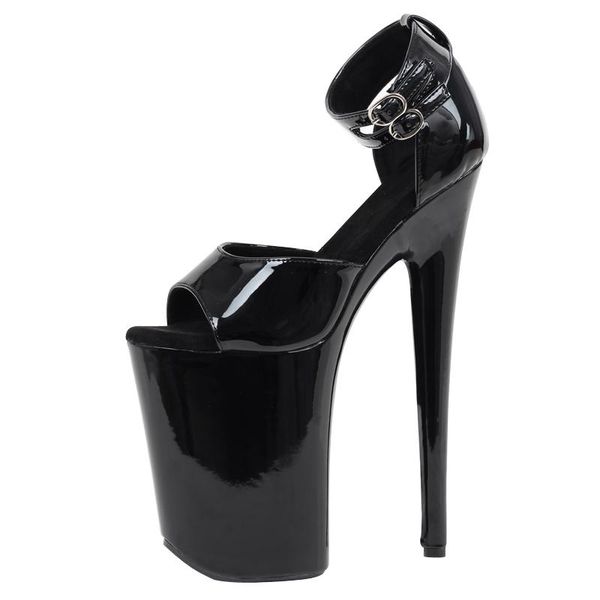

23cm high heel platform sandal black ankle wrap height increased sandals exotic dancing men extreme heels