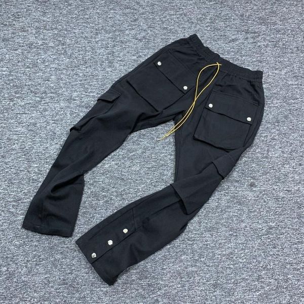 

men's pants black men women 1:1 quality cargo multifunctional flap pockets overalls trousers