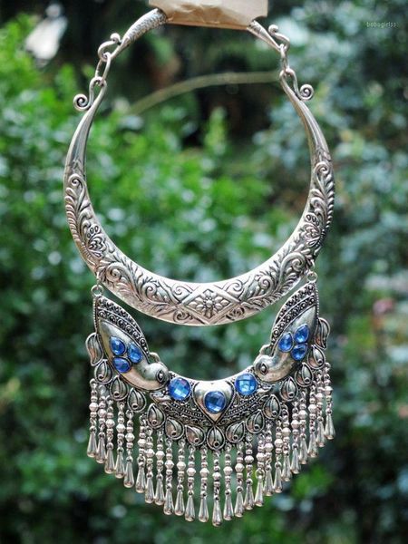 

designs butterfly ethnic fashion vintage sweater necklace exaggerated torque miao silver unique stage show hair accessories1