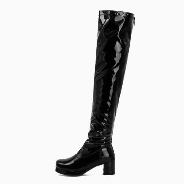 

boots arden furtado 2021 winter leisure fashion round head with women's shoes consice zipper green orange over the knee, Black