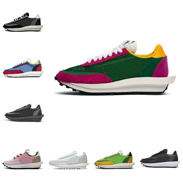 

2021 mens running sports shoes fashion ldv waffle women waffle racer black white nylon summit multi pine green trainers varsity sneakers y00